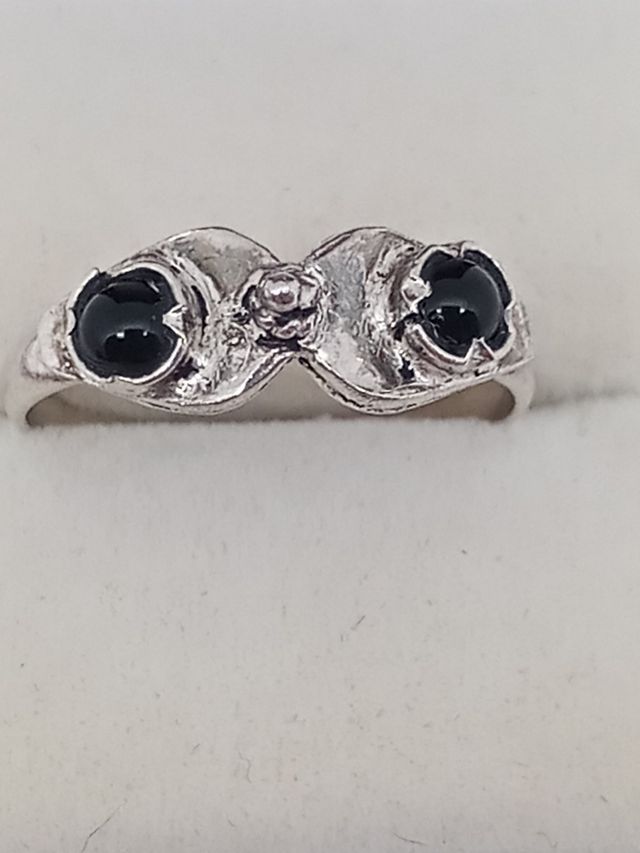Antiguo Anillo onix en  plata de ley 925 quemada