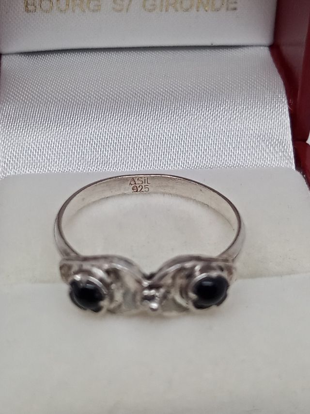 Antiguo Anillo onix en  plata de ley 925 quemada