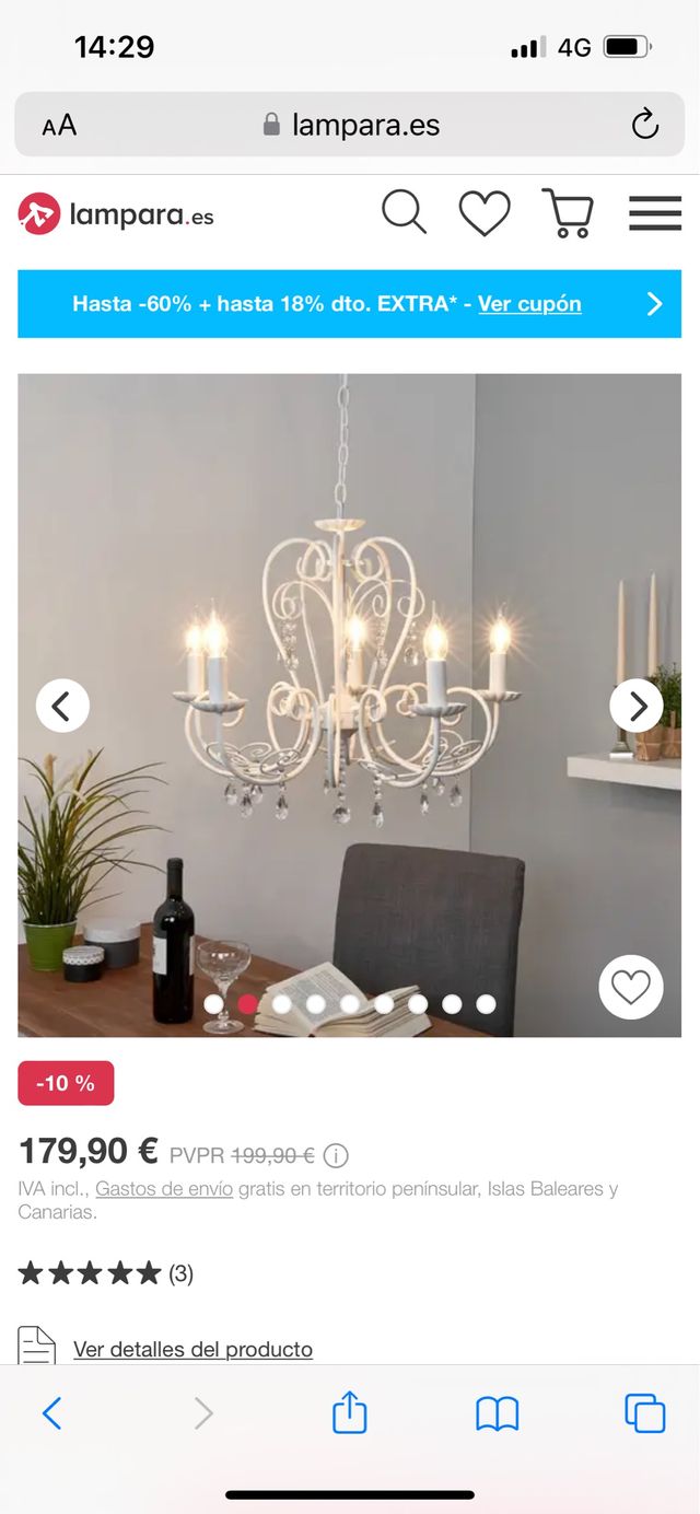 LÁMPARA Techo cristales azules y blancos