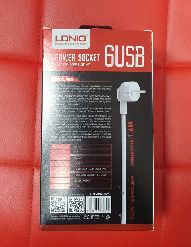 ADPAPTADOR 3 ENCHUFES + 6 USB