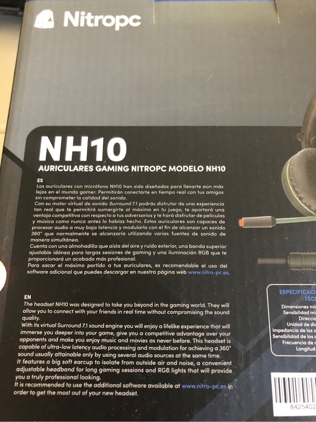 Auriculares gaming NH10 nuevos sin estrenar