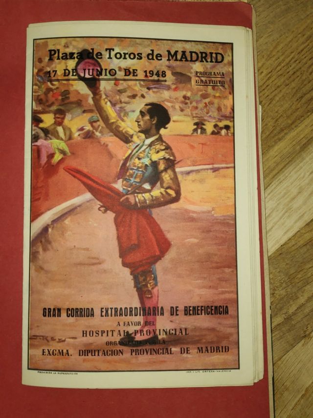 Programa plaza toros Madrid año 1948