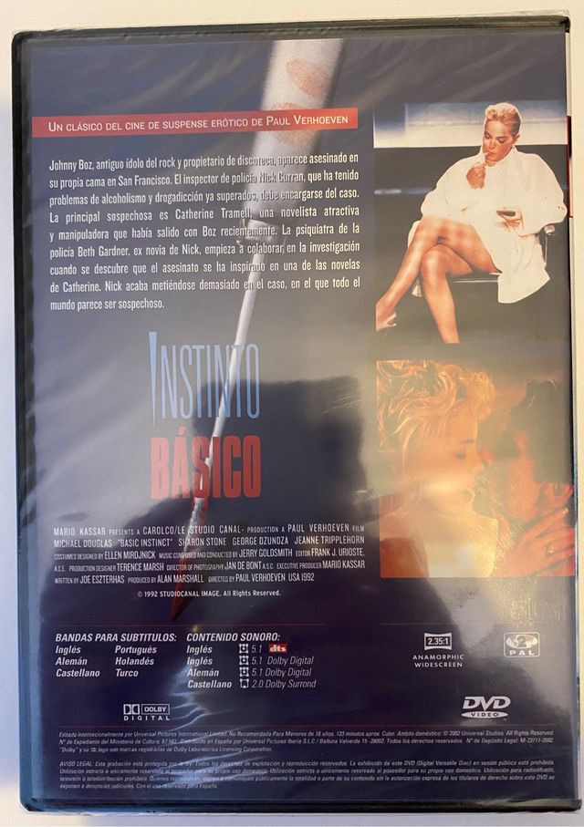 Film in DVD: Basic Instinct (Sealed)