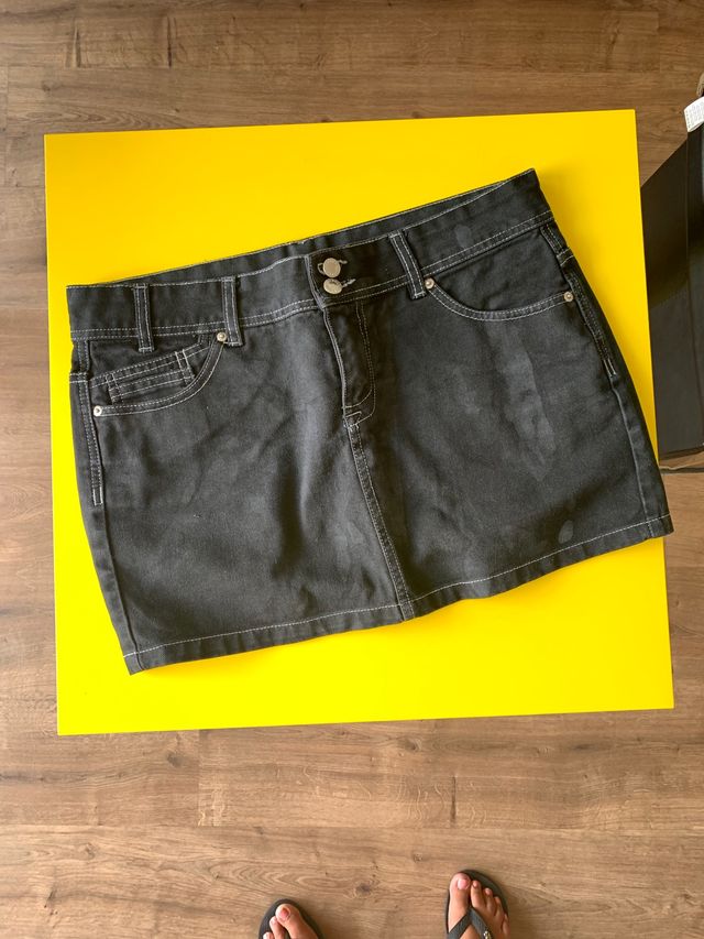 Falda jeans negra