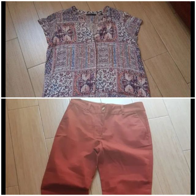 Blusa vintage + pantalón capri.