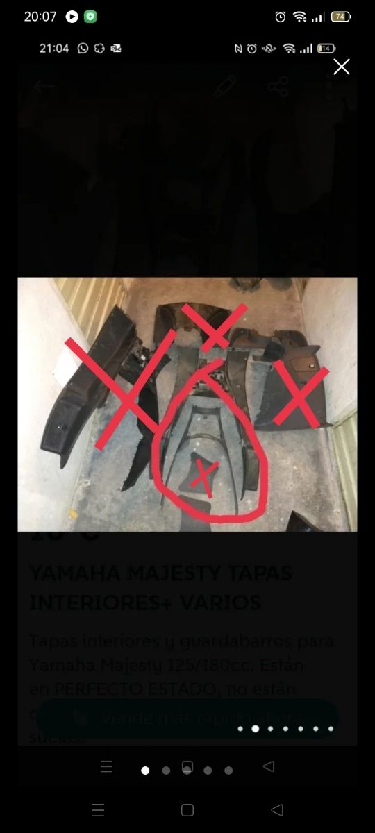 YAMAHA MAJESTY TAPAS INTERIORES+ VARIOS