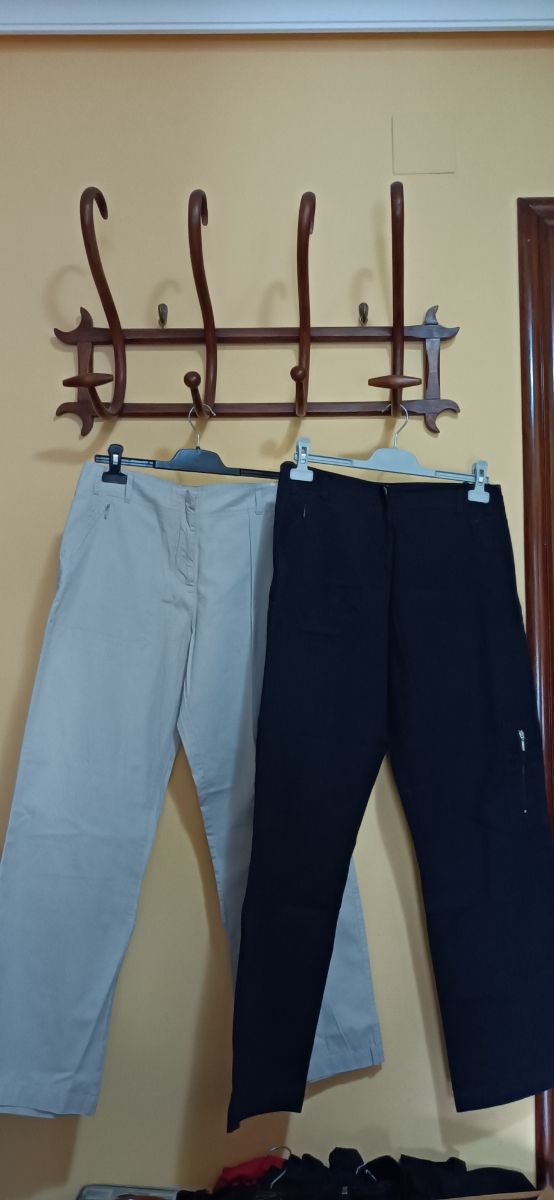 Pantalones chica mujer T 40 negro beige