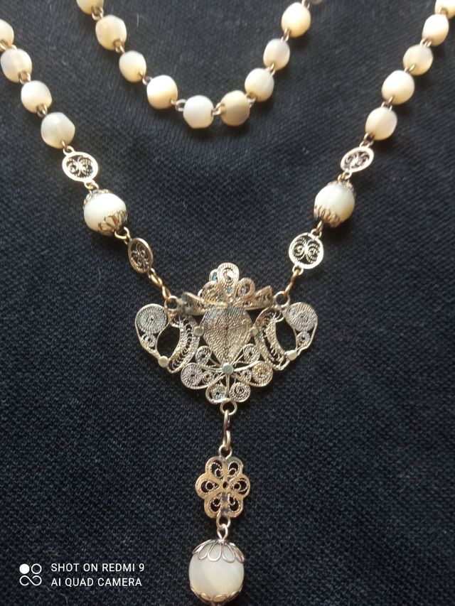 Rosario plata y nácar.