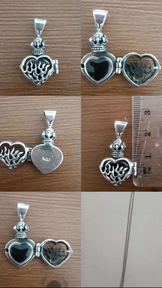 colgante de corazón fuego de plata 925