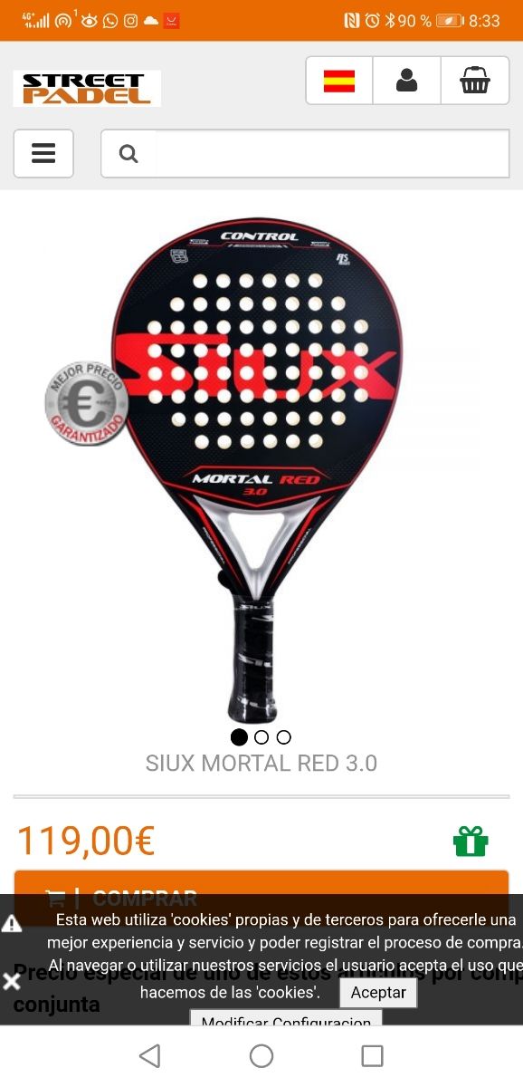 vendo pala Siux mortal red 3.0 prácticamente nueva