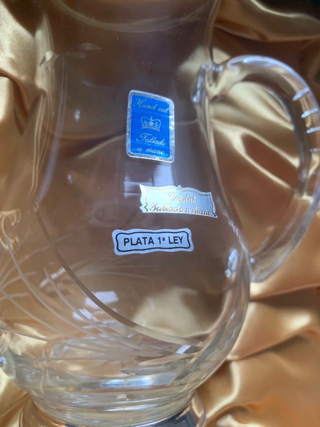 Juego de whisky de cristal de bohemia y plata