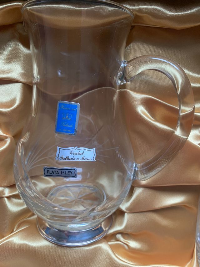 Juego de whisky de cristal de bohemia y plata