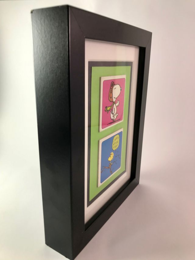 Cuadro de Snoopy vintage en marco de madera