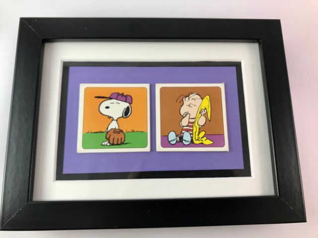 Cuadro de Snoopy vintage en marco de madera
