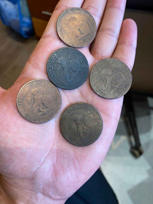 Lote 6 monedas de cobre 1870