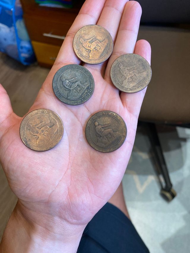 Lote 6 monedas de cobre 1870