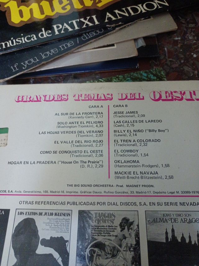 Grandes Temas del Oeste. Disco Vinilo LP