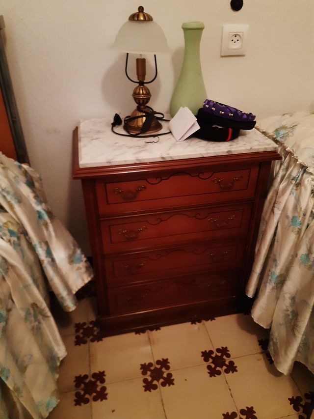 Juego de 2 mesitas de noche con tapa de mármol