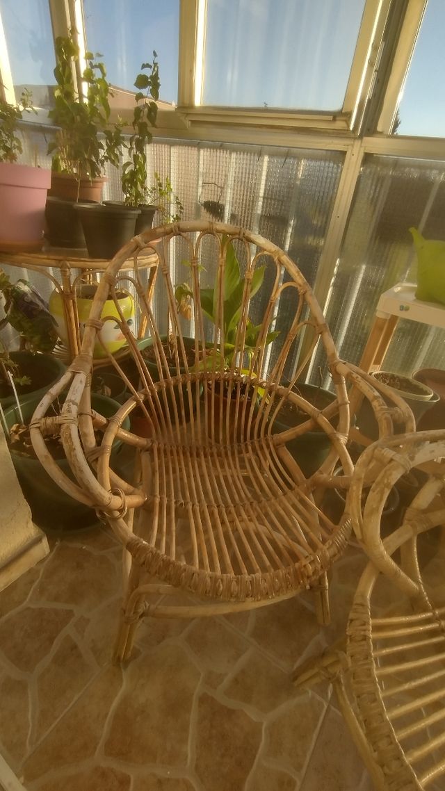 Sillas mimbre para jardín/terraza de segunda mano en Madrid en WALLAPOP