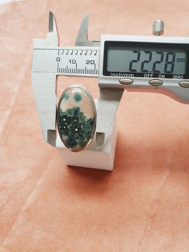 Anillo Ágata Musgosa plata . De gran tamaño