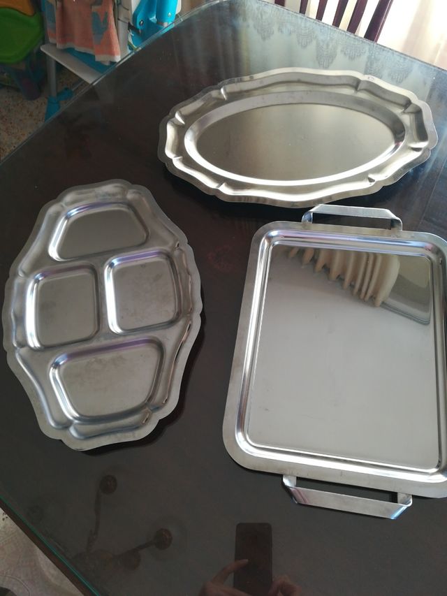 3 bandejas de acero inox