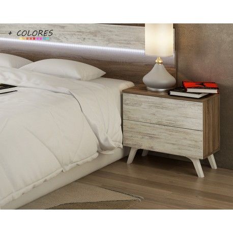 Mesita de noche con cajones.