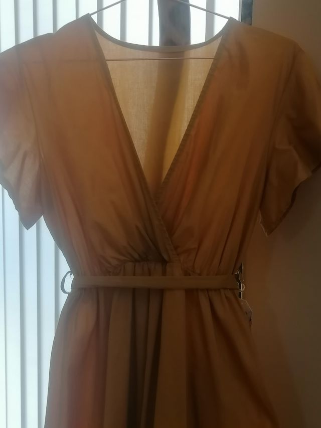 Vestido nuevo mostaza de algodón