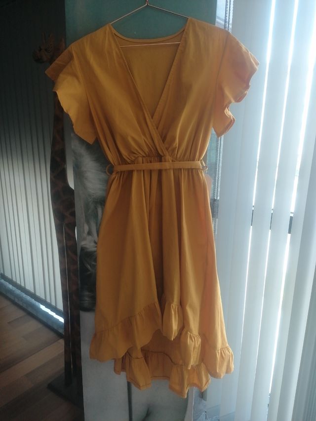 Vestido nuevo mostaza de algodón