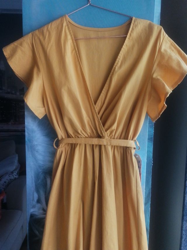Vestido nuevo mostaza de algodón
