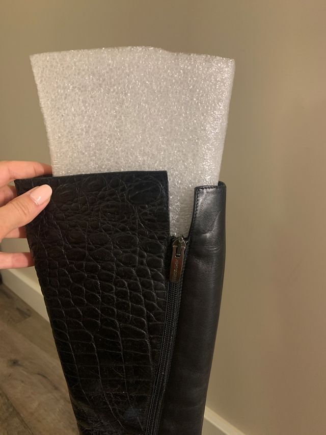 Bota de caña alta tacón plataforma negra