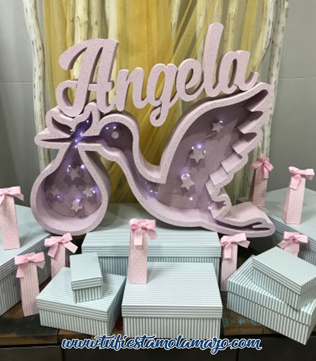 Caja luz Cigueña Personalizada
