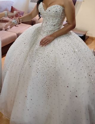 Vestido de novia de lujo, traje de boda de Organza blanco brillante, vestido  de baile de tul, vestido de novia gitano, Sexy, 2020 - AliExpress Bodas y  eventos