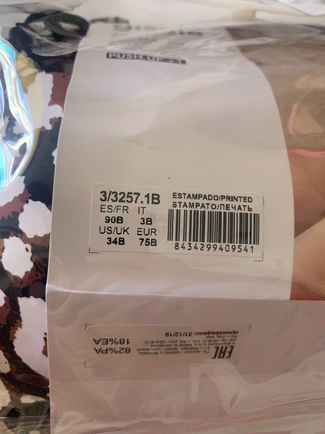 Sujetador Push Up +1 talla 90B