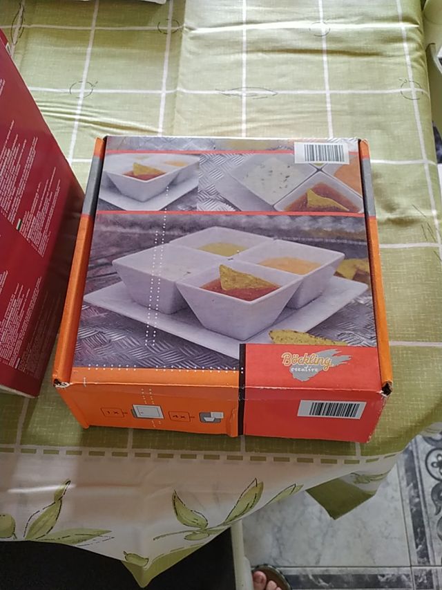 juego de fondue, 6cubiertos , bols porcelana