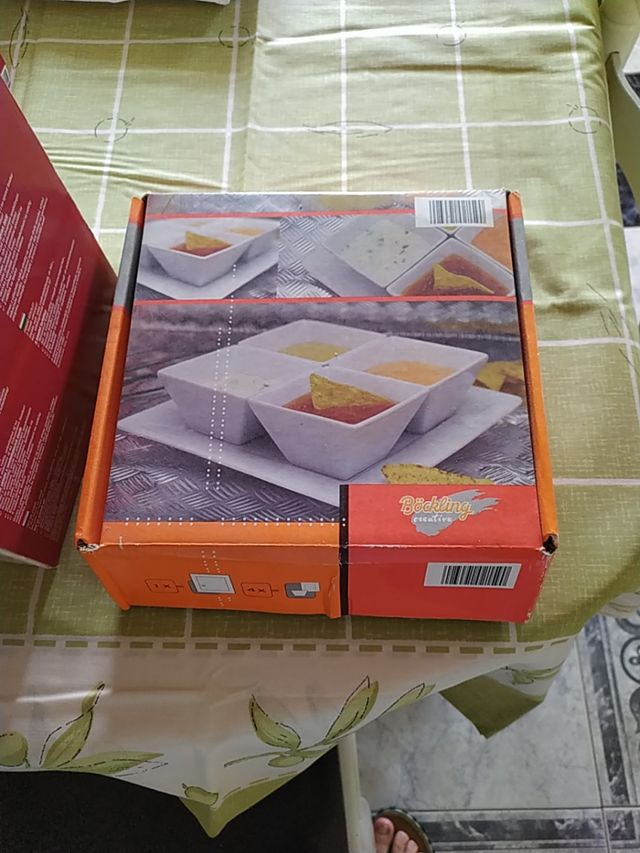 juego de fondue, 6cubiertos , bols porcelana