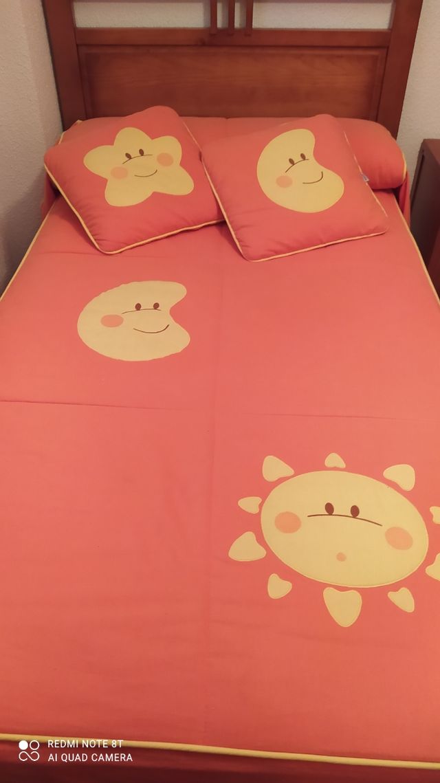 Edredón cama 105 x 190 ctm + dos cojines