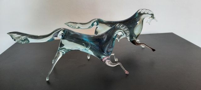 Pareja de 2 caballos cristal de Murano
