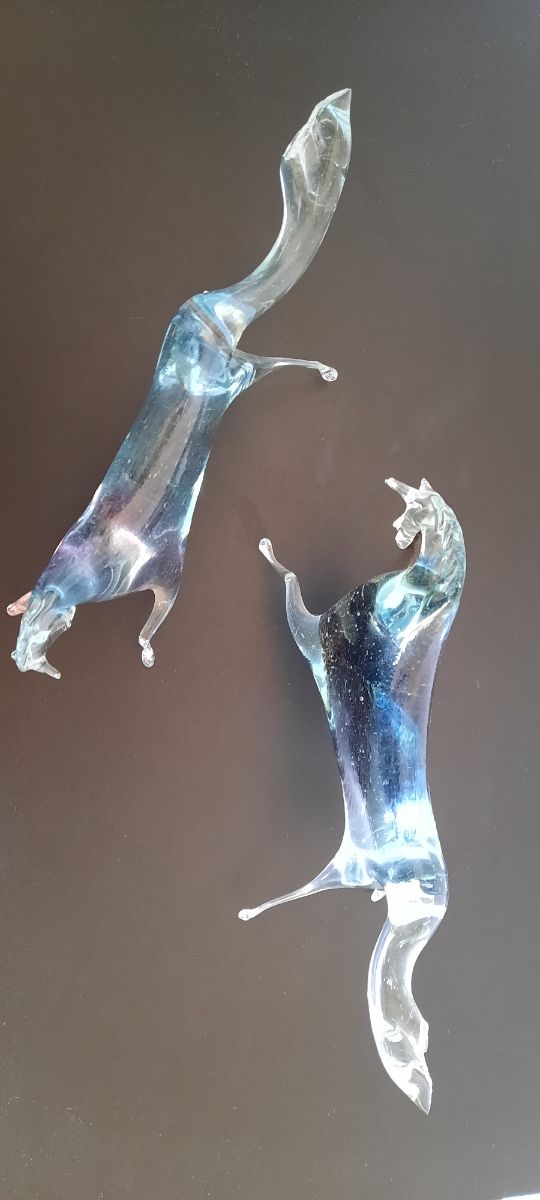 Pareja de 2 caballos cristal de Murano