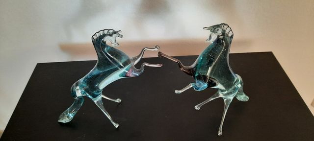 Pareja de 2 caballos cristal de Murano