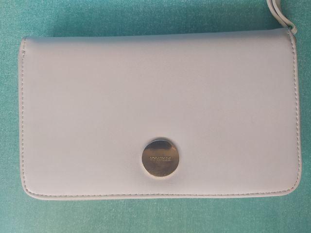 Cartera beige cierre cremallera gran capacidad