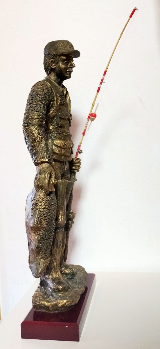 FABULOSA FIGURA PESCADOR 52 CM VINTAGE RESINA