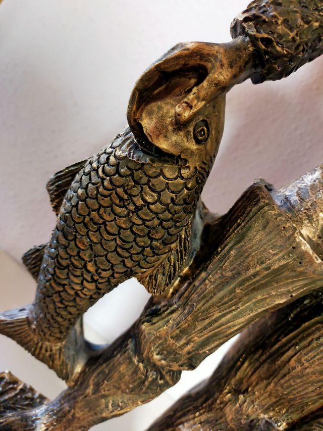 FABULOSA FIGURA PESCADOR 52 CM VINTAGE RESINA