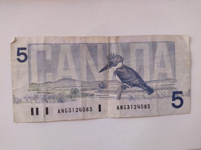 Billete cinco dólares Canadienses