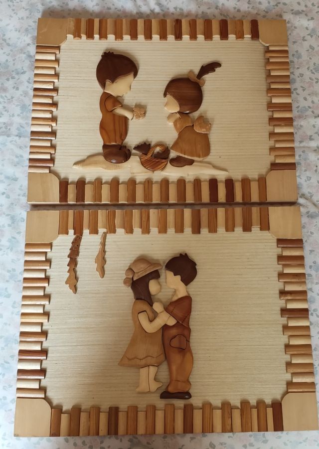 cuadros de madera tallados a mano