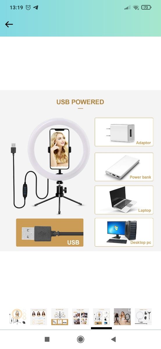 Aro de luz con trípode