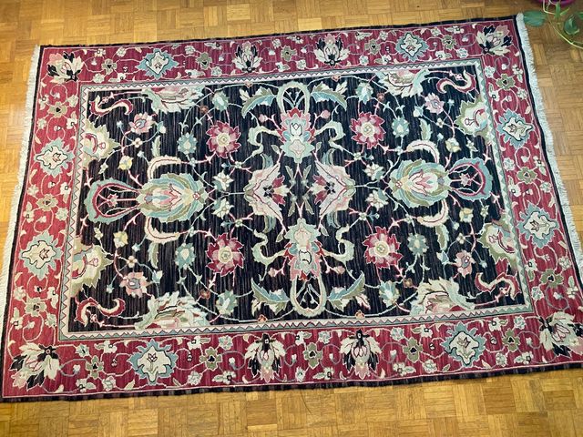 Alfombra de lana color negro extra grande