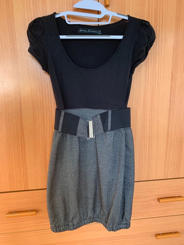 Vestido gris y negro
