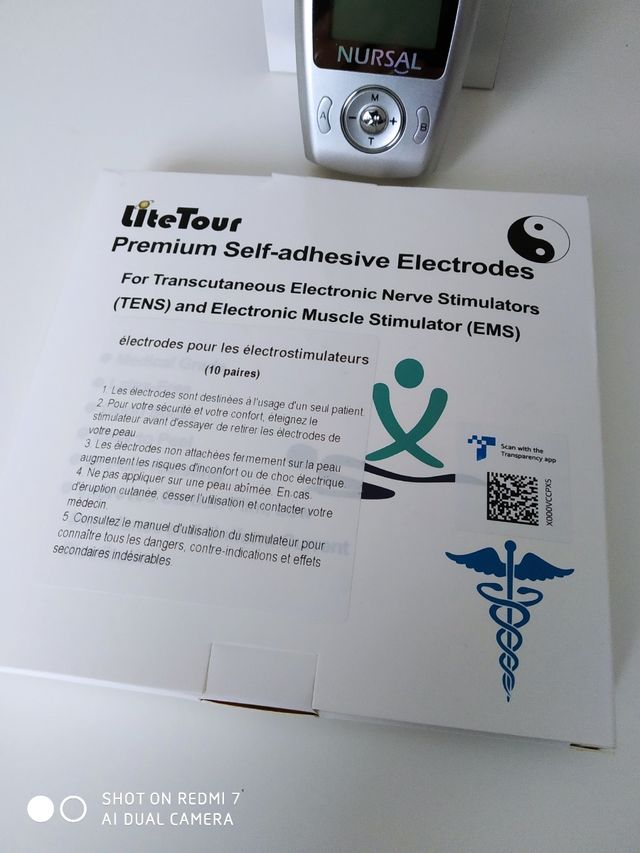 Estimulador y caja 10 pares de almohadillas.