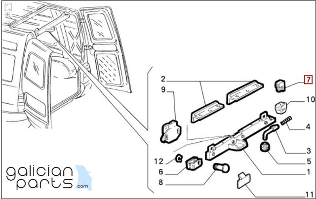Anclaje del techo trasero abatible Fiat Fiorino (1