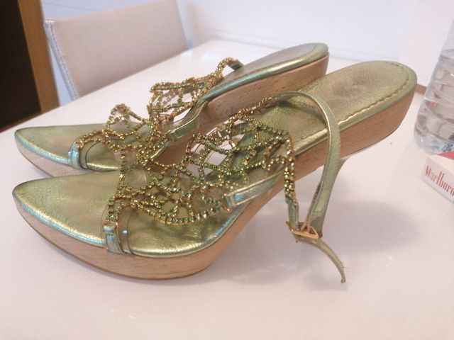 Sandalias Joya Santino Swarovski verde claro.